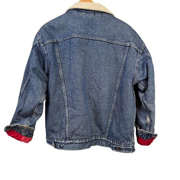 Vintage Denim Jean Jacket Weekends Sherpa Lined Made in USA M/L 80's Coat Retro - Picture 2 of 12
